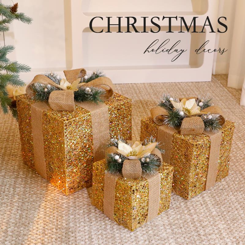 圣诞节装饰品场景布置圣诞树摆件手工diy小道具礼盒家用创意氛围