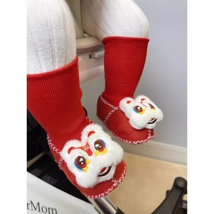 12个月1岁宝宝秋冬满月袜过年保暖鞋 婴幼儿0 婴儿百天冬季 虎头鞋