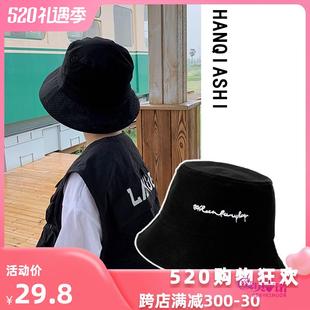 街舞帽子男孩子夏季渔夫帽黑色韩版儿童遮阳防晒帽男童太阳帽薄款
