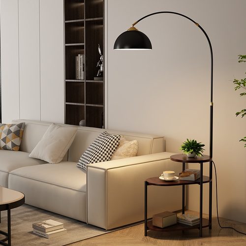 复古落地灯客厅中古沙发边茶几