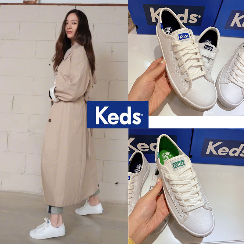 Keds春夏新款皮面小白鞋女鞋韩版郑秀晶同款休闲鞋百搭平底板鞋