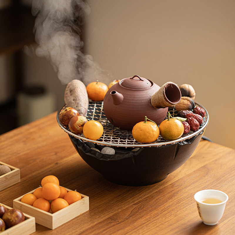 围炉煮茶全套烤茶工具电陶炉室内家用茶壶玻璃煮茶器煮茶炉套装