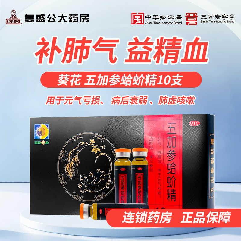 【葵花】五加参蛤蚧精10ml*10支/盒失眠肺虚咳嗽补肺气咳嗽补气补血