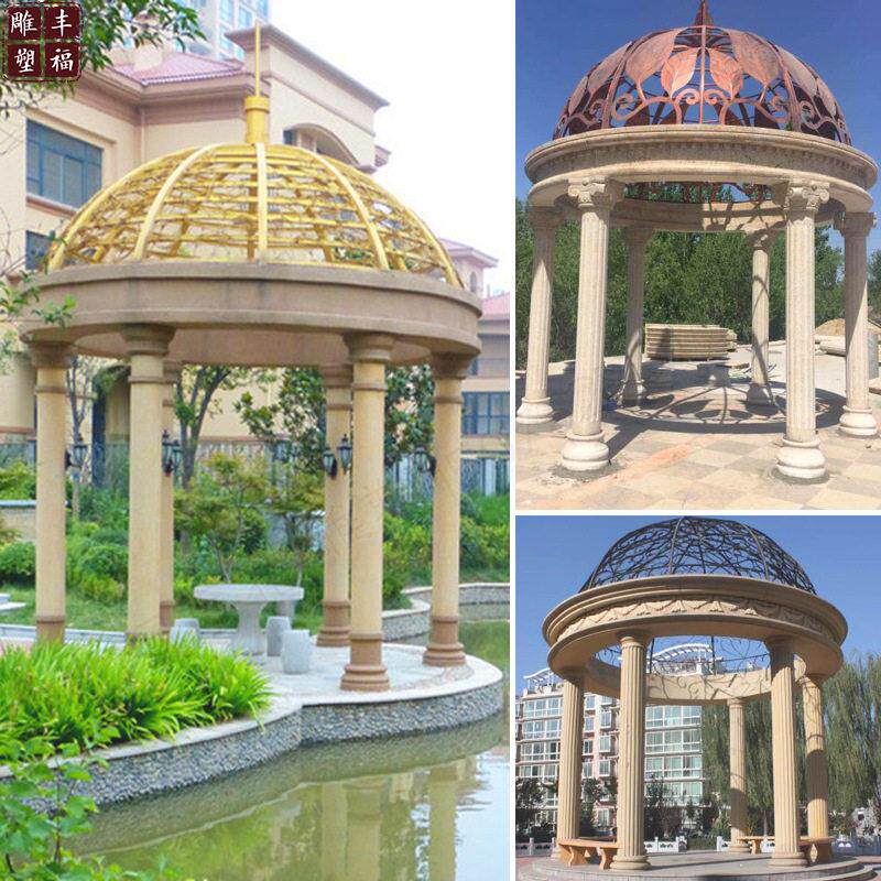 供应大理石石头亭子公园庭院景观装饰花岗岩欧式遮阳户外休闲凉亭