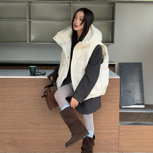 保暖白鸭绒952339 宽松大版 FR欧货一款 连帽极简大牌羽绒马甲新品