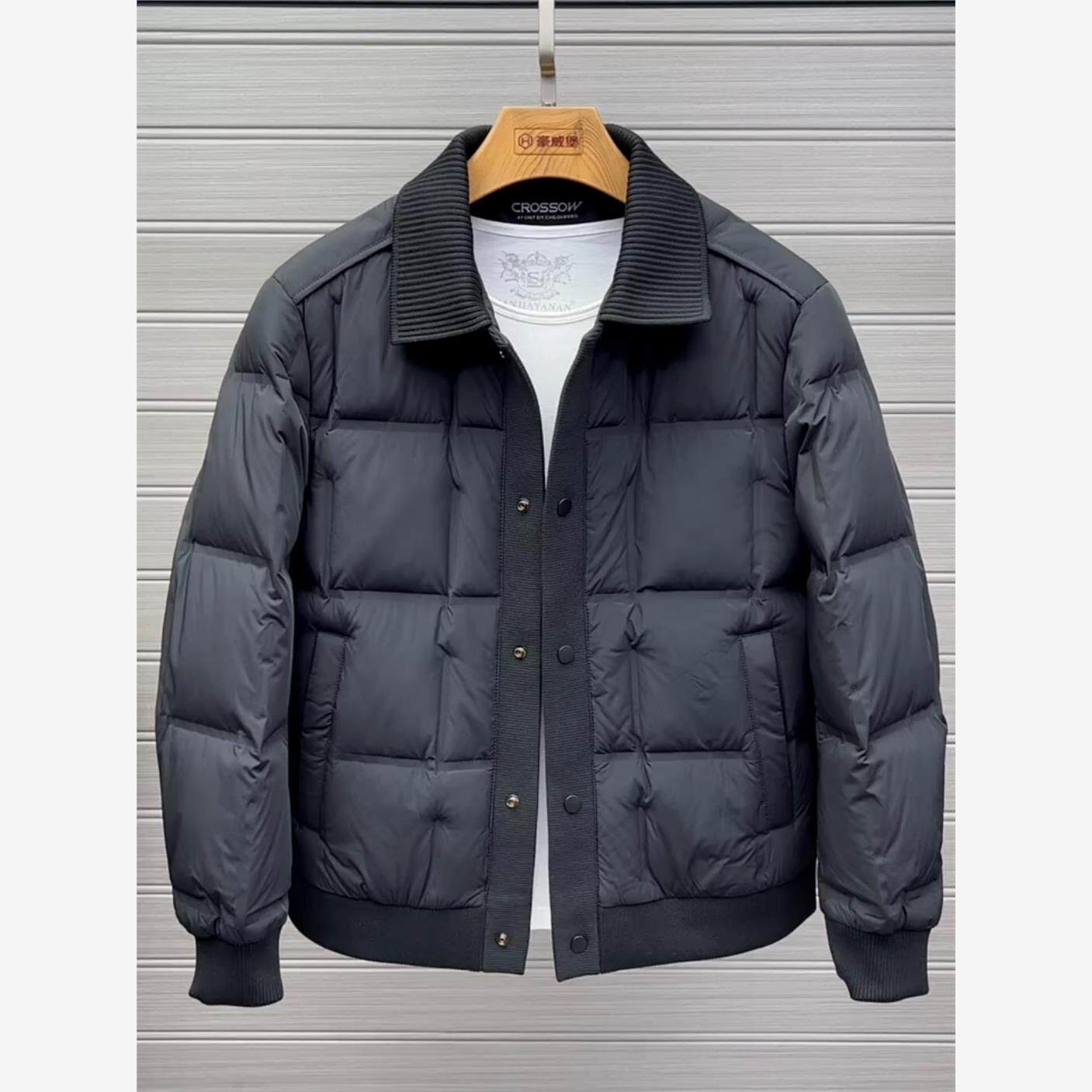 轻薄羽绒服男款2025冬季新款防寒夹克保暖商务休闲翻领白鸭绒外套