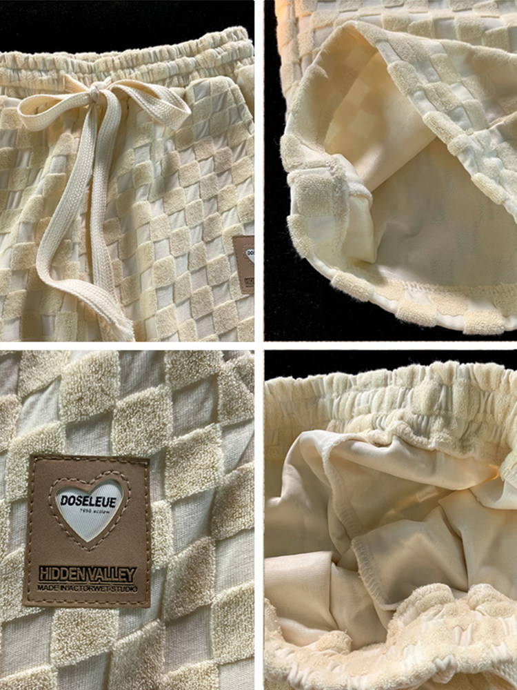 CHECKERBOARD PANTS WOMENS 2024 NEW AUTUMN AND WINTER SMALL LOOSE BF LAZY STYLE CASUAL PLAID PANTS OF MILK FUFU