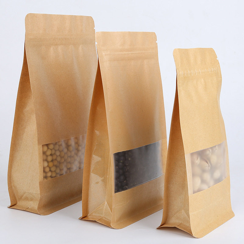 袋子包装袋干果自封红枣茶叶袋通用立体袋坚果封口八边封牛皮纸袋