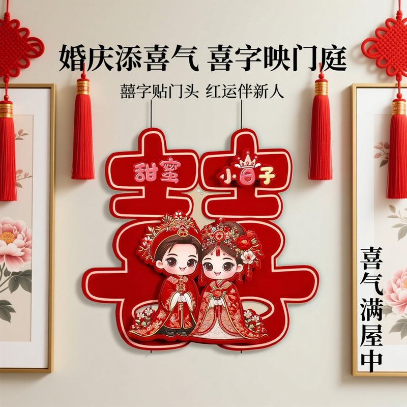 结婚喜字贴大门贴囍字婚礼男方女方布置专用房门婚房装饰婚庆用品大门装饰永结同心婚房布置新房布置流苏,文具电教/文化用品/商务用品,贴纸/立体贴纸,淘宝优惠券,粉丝福利购,淘宝优惠卷