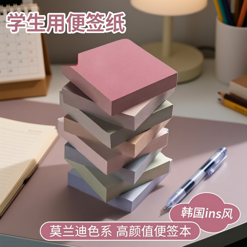 便利贴高颜值可粘贴莫兰迪色系标签贴大便签贴纸学生用便签本非全粘式有粘性强便签纸彩色木浆纸加厚ins风,文具电教/文化用品/商务用品,便签本/便条纸/N次贴,淘宝优惠券,粉丝福利购,淘宝优惠卷
