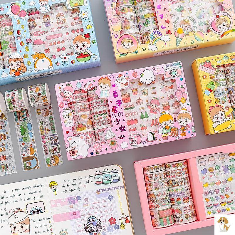 做手账需要的东西手账胶带和贴纸动漫全套少女心手账素材贴纸胶带栗子