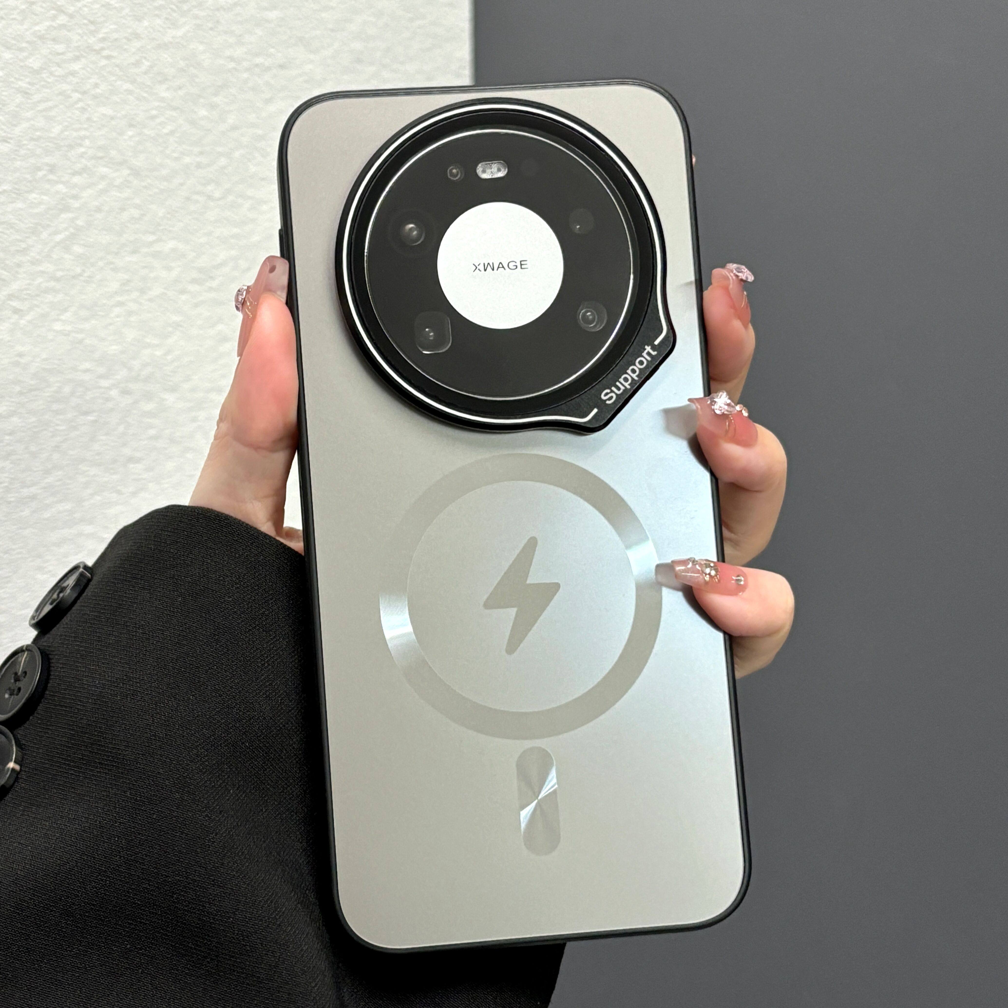 磨砂磁吸镜头盖支架手机壳图片