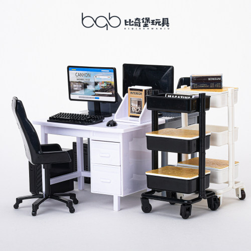 迷你仿真办公电脑桌椅过家家玩具