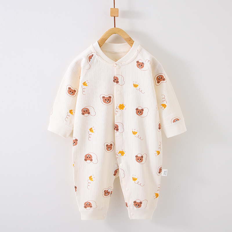 儿童纯棉提花连体衣春秋