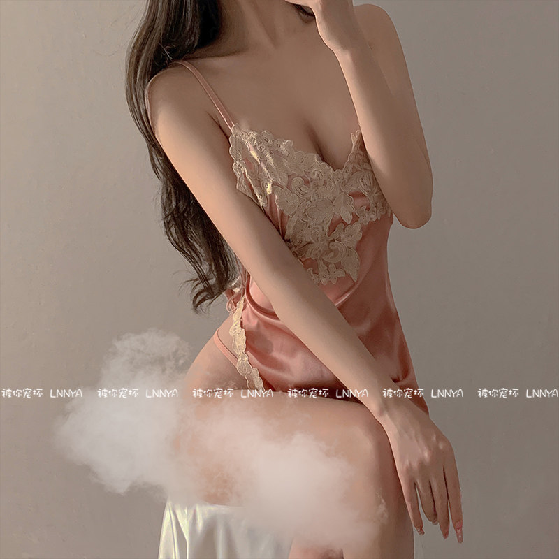 당신이 버릇없는: 우아한 아름다움 프랑스 섹시한 서스펜더 스커트 개인 방 감상적인 잠옷 여성을위한 가을 레이스 잠옷