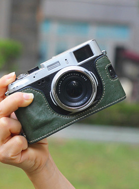 适用富士XE4  X100VI微单XE5相机XE3保护套XPRO3/XPRO2底座X100V F S T 相机包XA7皮套绿色XA10/XA20半套XA5