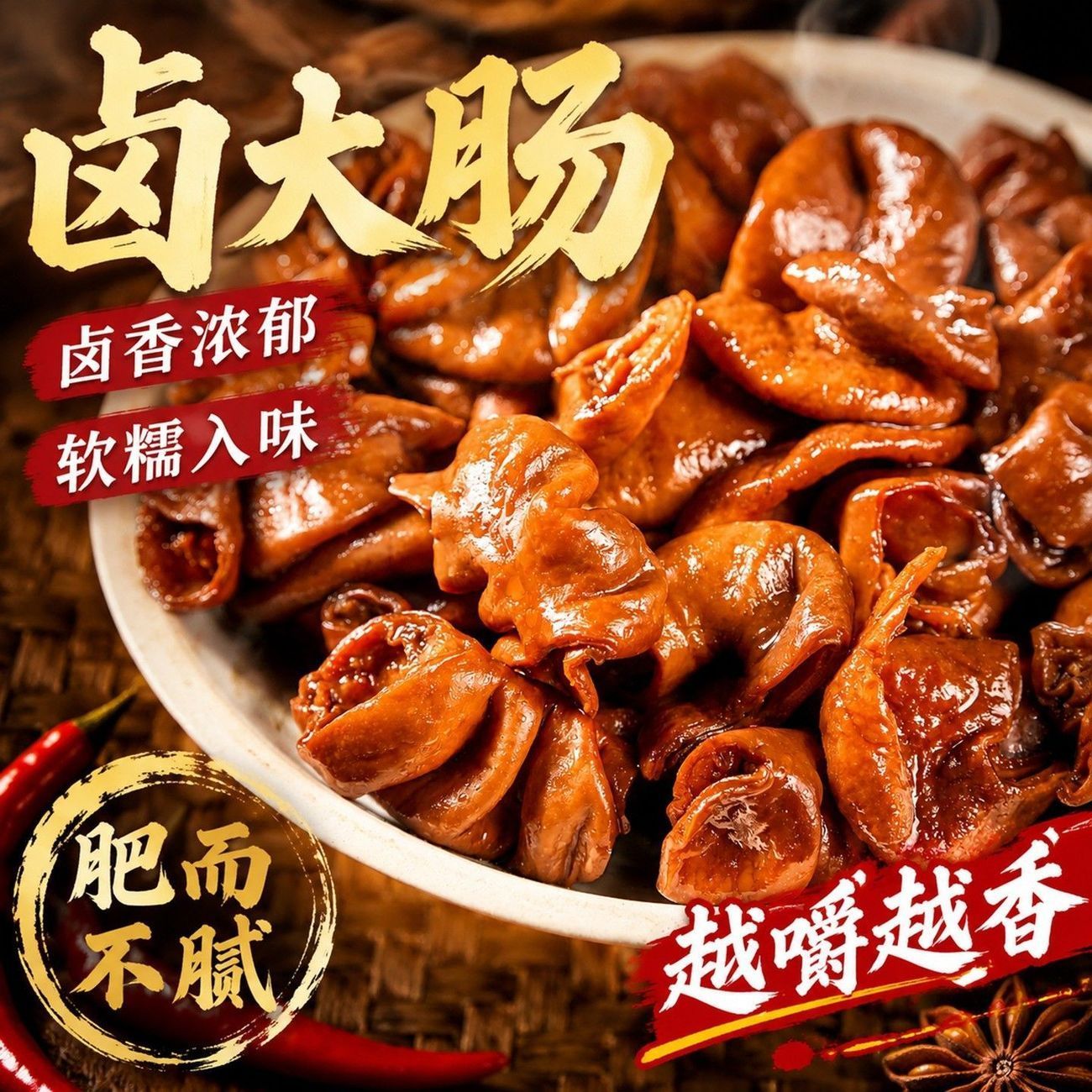 正宗卤肥肠解馋熟食五香肥肠猪肥肠全熟猪小肠加热即食下饭下酒菜