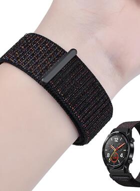 适配华为watch4/GT3 5 2pro运动魔术贴K帆布黑色尼龙手表带20/22m