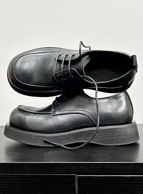 帕达索复古男鞋厚底轻便透气休闲皮鞋小众男士方头德比鞋250327