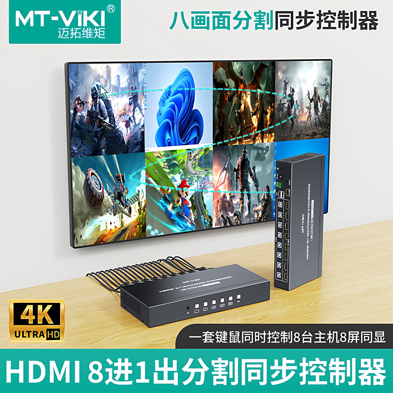 迈拓维矩MT-SW081S HDMI分屏器同步器一体机八进一出U