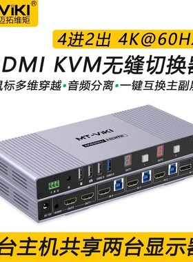 迈拓维矩MT-KH42S 高清HDMI无缝KVM切换器4进2出矩阵秒切不黑屏4K