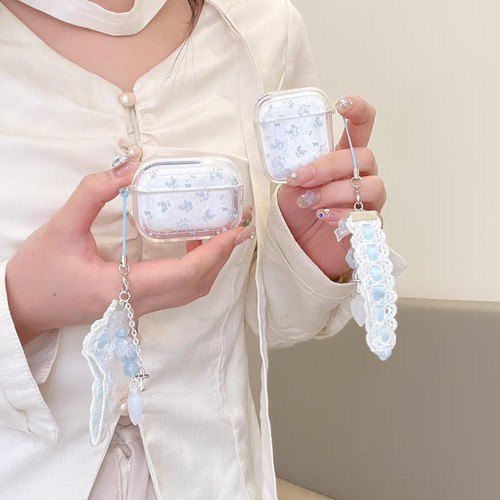 满屏蓝色小碎花适用Baseus倍思E3耳机套M2透明W04软WM05真无线蓝牙WM02保护壳M2/W04+/storm3无线耳机套wo4/3