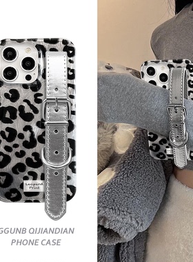 个性黑色小豹纹银色腕带适用oppoReno12pro手机壳reno11/10/9/8/7/6/5潮r17/r15创意K12/k11/k10防摔A93s/a72