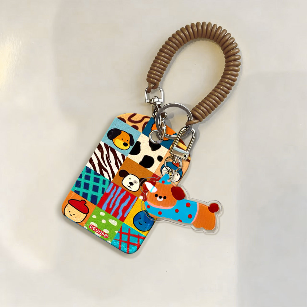 格子条纹狗头企鹅头松子感应卡门禁水滴小卡套钥匙扣迷你NFC感应小