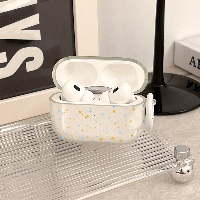 满屏金蓝四角星适用Baseus倍思E3耳机套M2透明W04软WM05真无线蓝牙WM02保护壳M2/W04+/storm3无线耳机套wo4/3