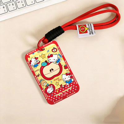 有核红苹果满屏KT猫感应卡套学生滑盖卡套饭卡地铁电瓶车小区卡包学生卡公交卡身份证件