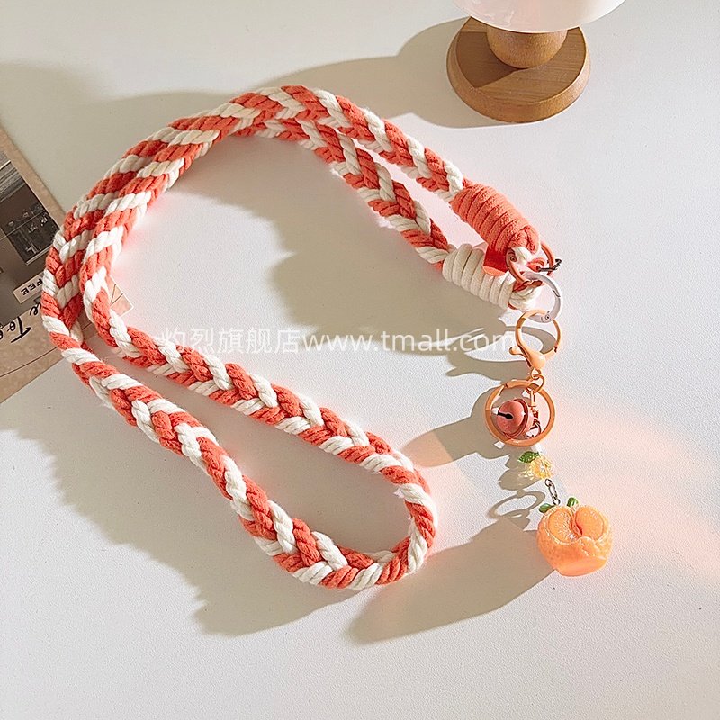橘子铃铛吊坠手机链编织带斜跨长绳户外多功能结实耐用防丢挂链通用ccd相机拍立得便携侧肩背带小清新ins女款,3C数码配件,手机挂件/手机链,淘宝优惠券,粉丝福利购,淘宝优惠卷