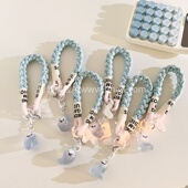 卡通ins立体吊坠蓝精灵挂件编织尼龙绳适用手机壳百搭手机挂饰手提手拎防丢防摔ccd便携腕带钥匙扣挂绳可爱女