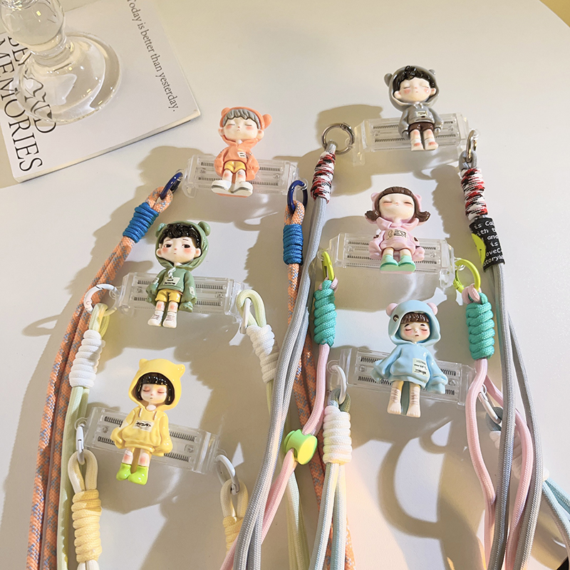 立体卫衣卡通背夹编织尼龙长挂绳