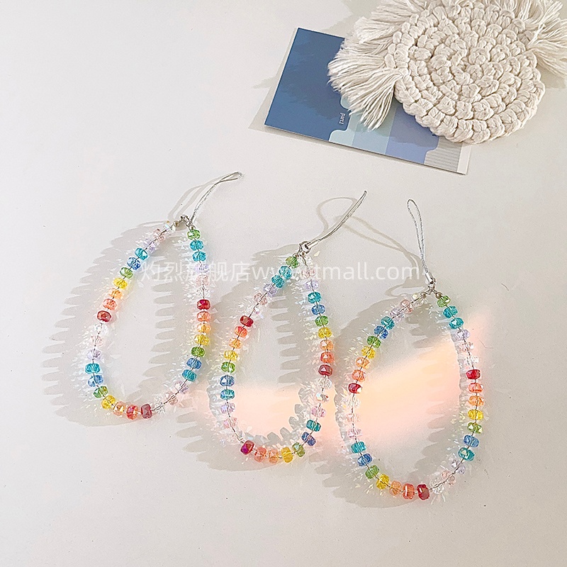 个性七彩串珠手链手机链ins风多巴胺个性女挂件时尚便携防丢链条结实耐用短款通用ccd相机耳机套便携挂绳105