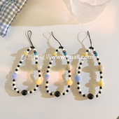 女款 DIY彩色混搭手工串珠手链挂件手机壳短款 手腕带ccd拍立得相机配饰挂绳创意百搭个性 手提防丢便携链条A31