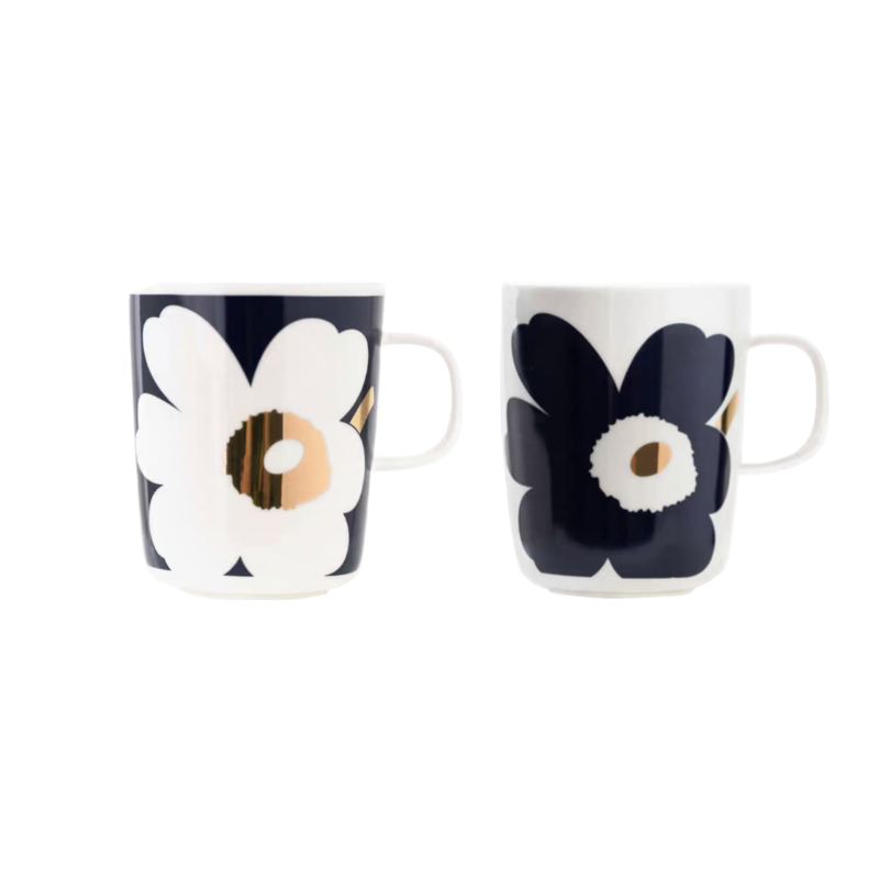 芬兰Marimekko玛莉美歌Unikko游霓可 蓝色系 蓝金 系列餐具