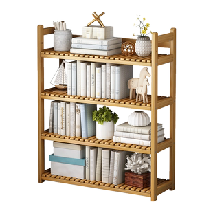 桌面书架置物架落地家用儿童玩具收纳架实木小型多层飘窗阅读架子