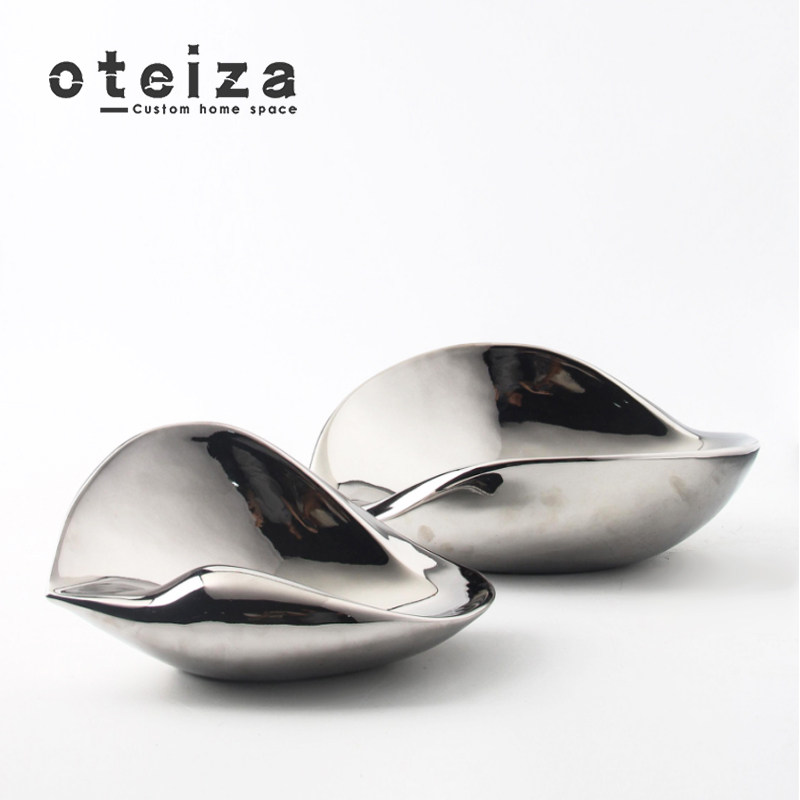 Oteiza现代轻奢手绘海螺形陶瓷艺术花器果盘摆件样板房售楼部客厅