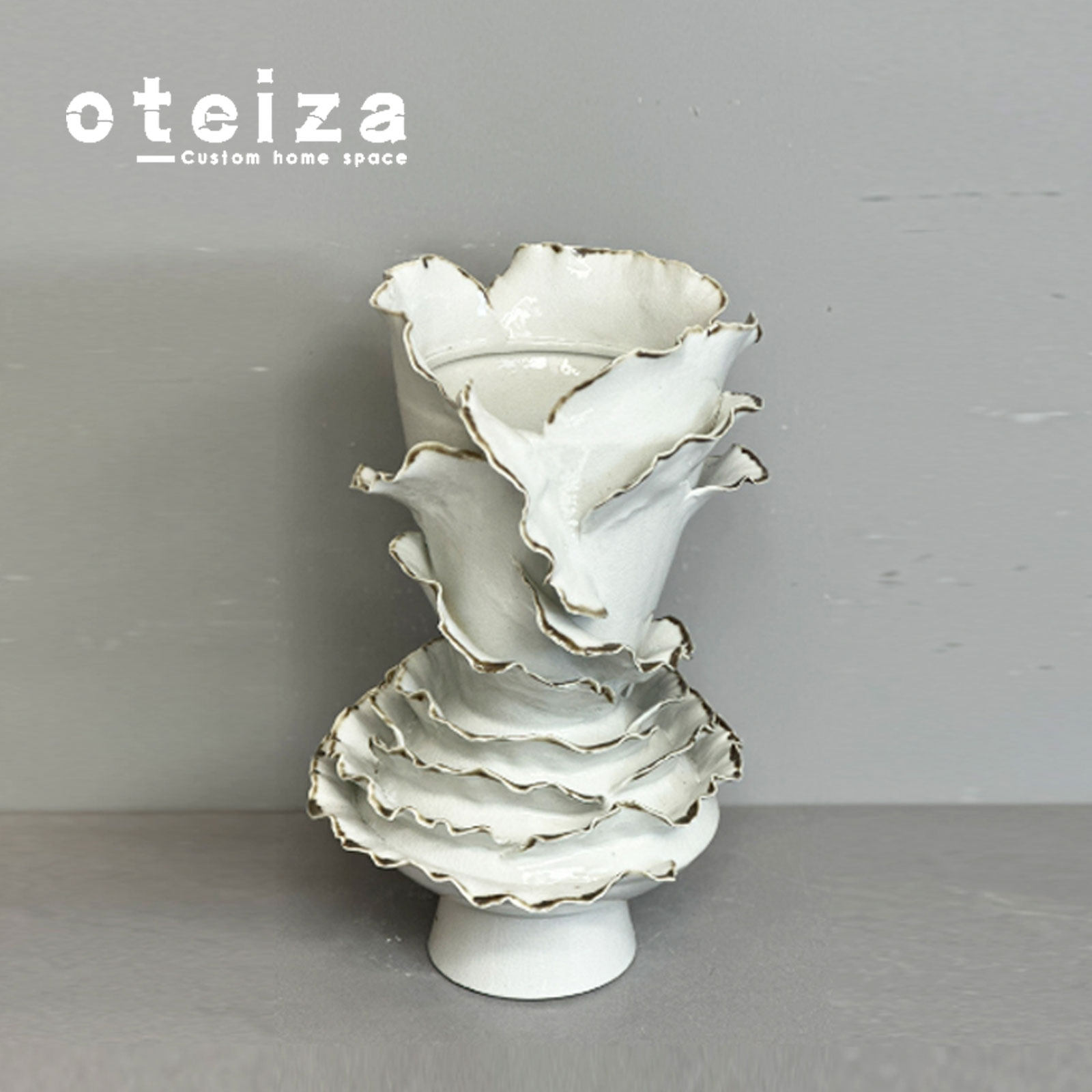 Oteiza侘寂风陶瓷花器摆件样板间售楼处酒店民宿餐桌电视柜插花器