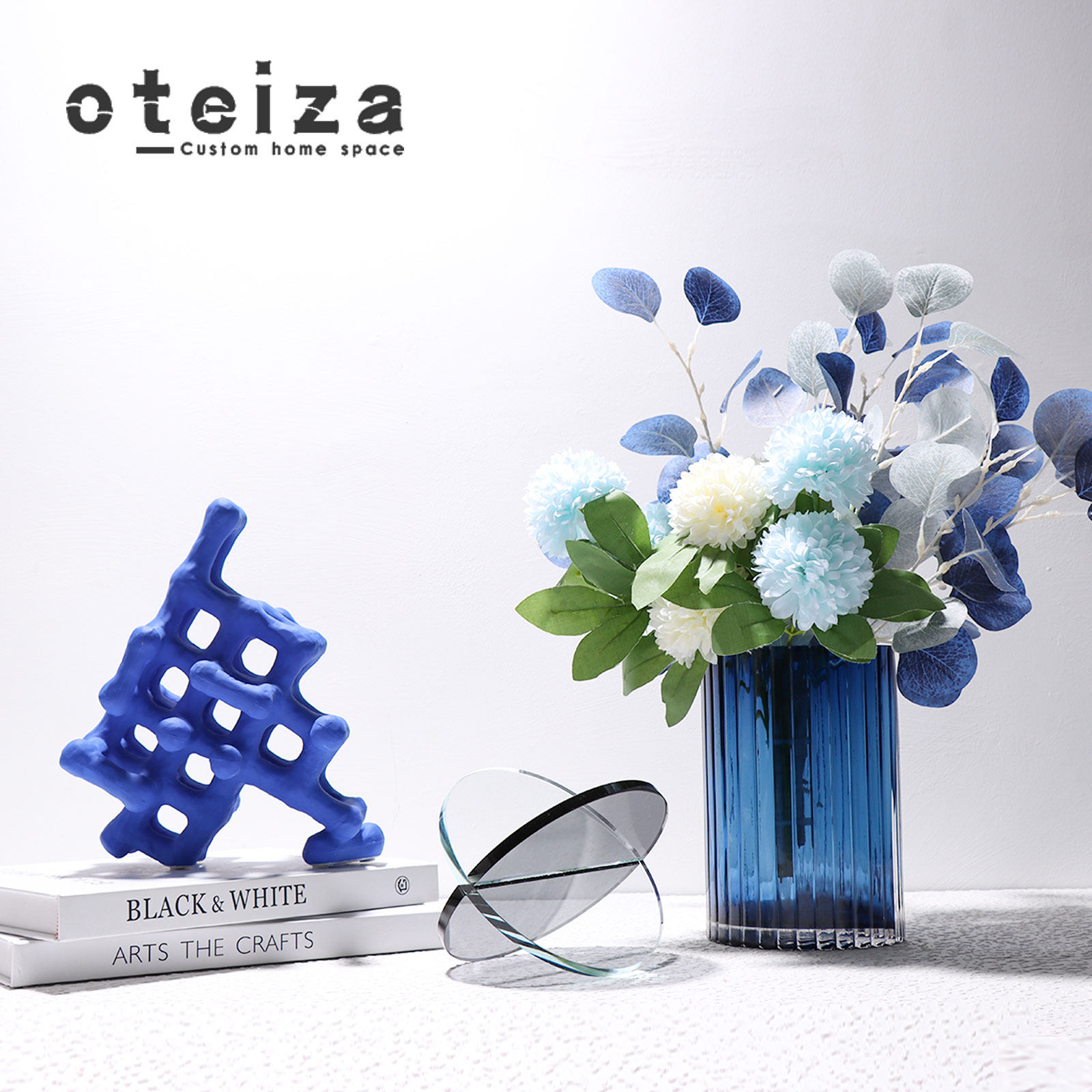 Oteiza简约现代克莱因蓝陶瓷摆件样板间售楼处酒店客厅电视柜摆件,家居饰品,装饰摆件,淘宝优惠券,粉丝福利购,淘宝优惠卷