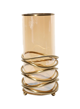 Oteiza现代简约轻奢风的螺纹玻璃花器摆件样板间酒店售楼处会客厅