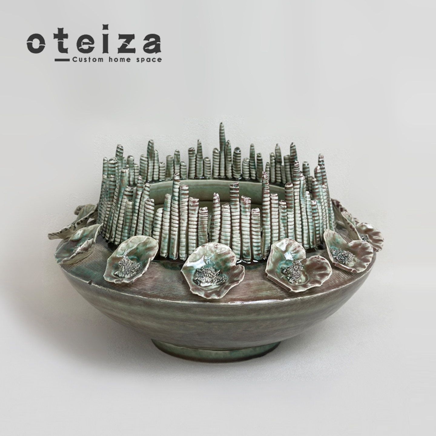 Oteiza现代陶瓷花盆几何花器样板房客厅餐厅花瓶创意果盘托盘摆件