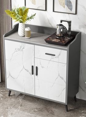 岩板餐边柜简约现代茶水柜轻奢储物柜厨房碗橱柜客厅一体靠墙柜子