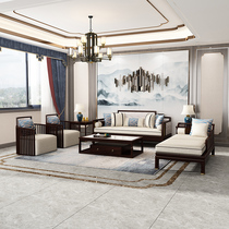 新中式沙發實木布藝輕奢單人貴妃椅烏金木現代小戶型客廳家用家具