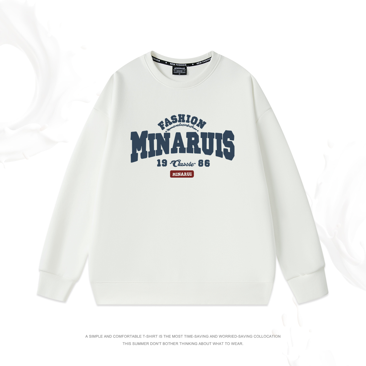 圆领卫衣女宽松2025新款秋冬季加绒加厚无帽白灰色女款巨好看上衣