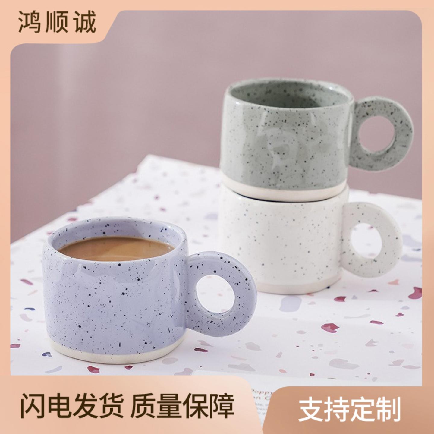 手捏泼墨简约北欧陶瓷ins风粗陶