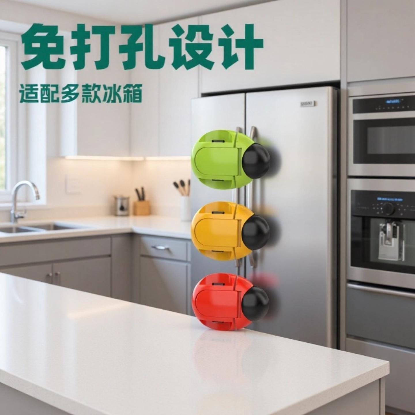 专用免打孔冰箱柜门锁安全锁扣防