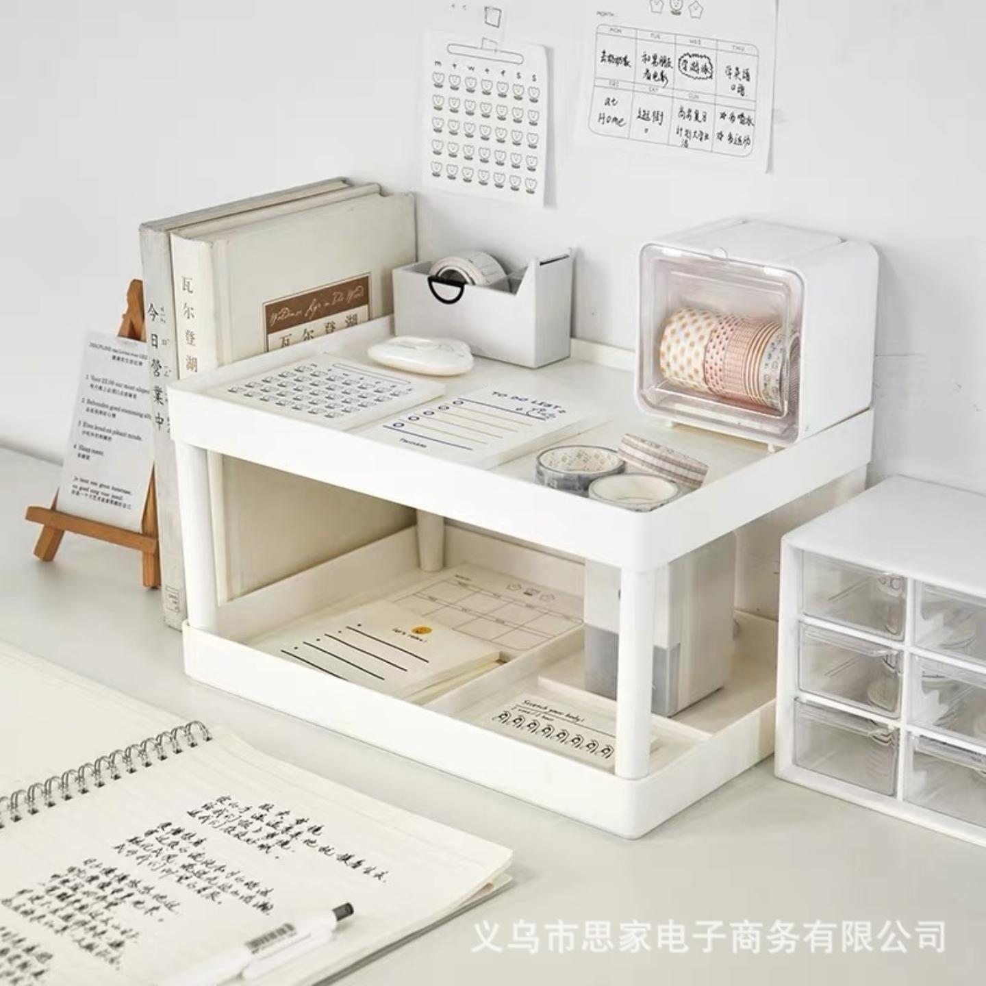 纯白多层桌面收纳架厨房塑料整理架浴室台面化妆品储物架置物架