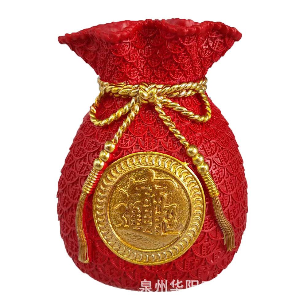 招创意钱袋子麦财福袋穗树脂花瓶摆件家居客关厅福袋玄装饰摆设