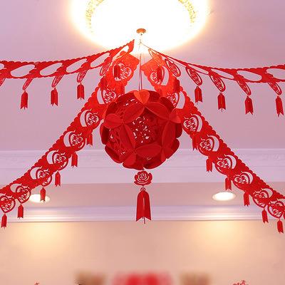 意婚房装饰婚庆布创无纺布RHX拉花 喜字挂拉饰花套餐结婚置用品